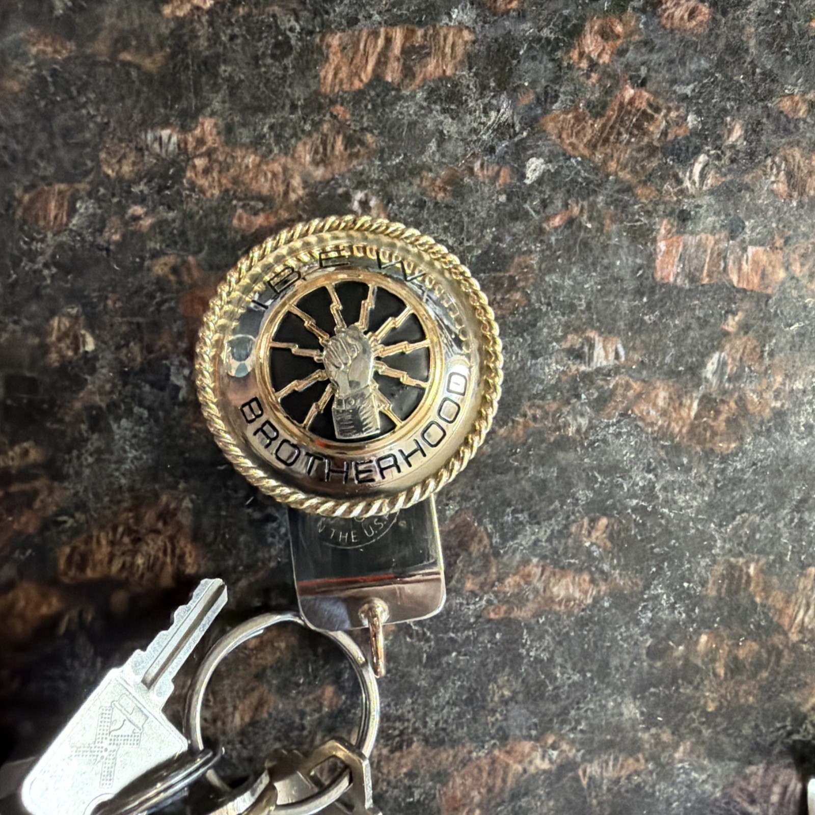IBEW BROTHERHOOD black filled key fob