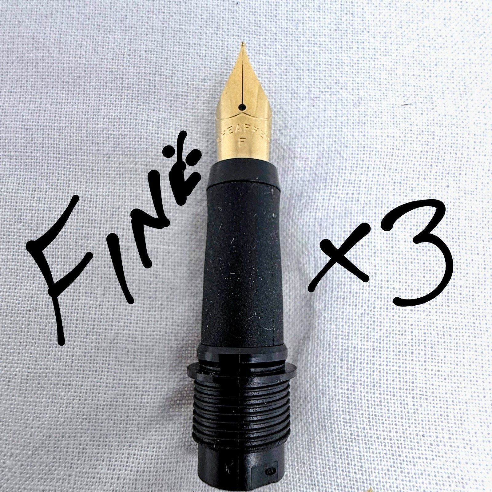 (3) FINE Gold Tone Sheaffer Award Fountain Pen Replacement Nibs w/ Feeds - USA
