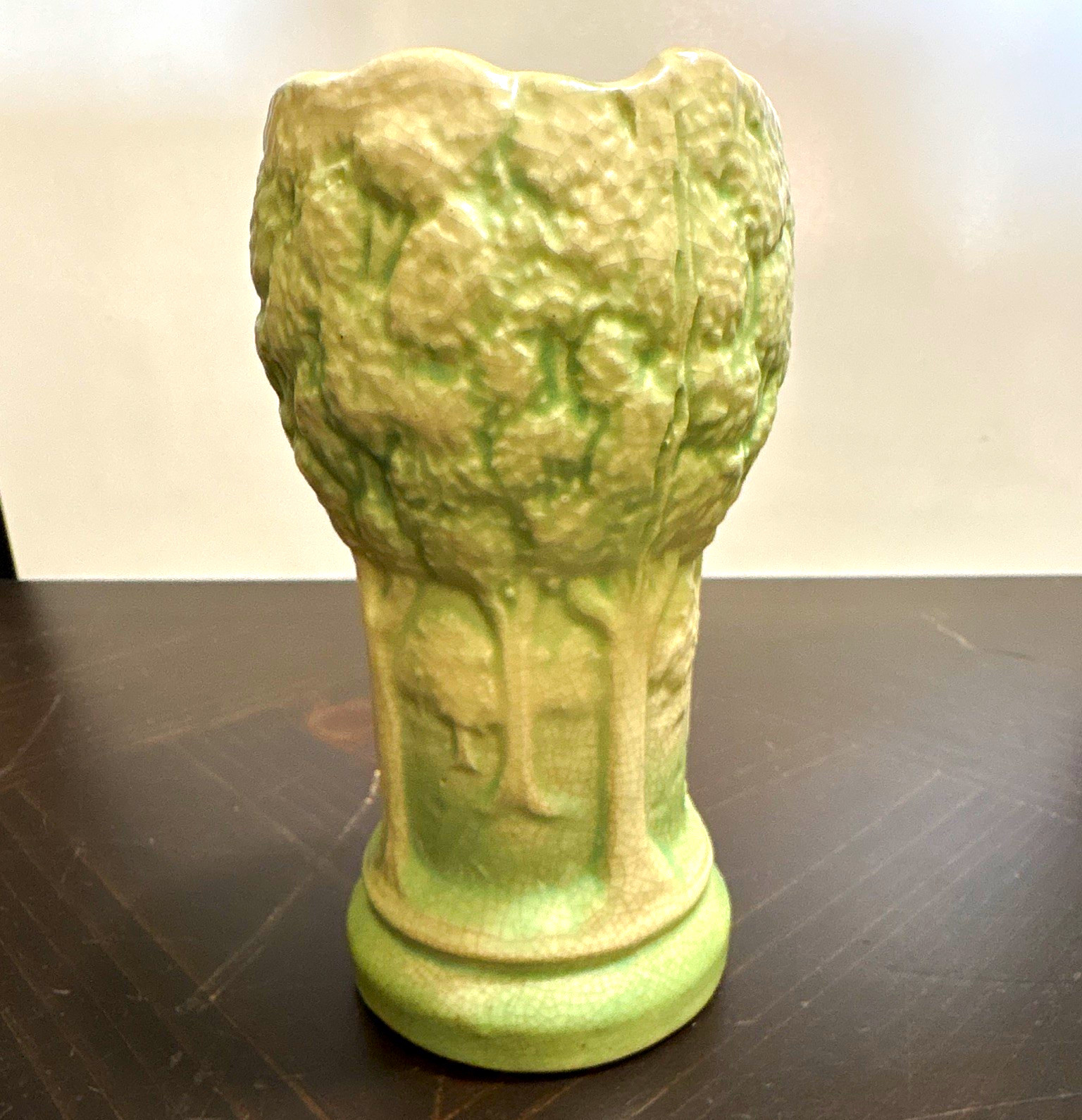 Antique Brush McCoy Sylvan Woodland Pottery Vase Matte Green Trees Forest 1912 Antique Brush McCoy Sylvan Woodland Pottery Vase Matte Green Trees Forest 1912