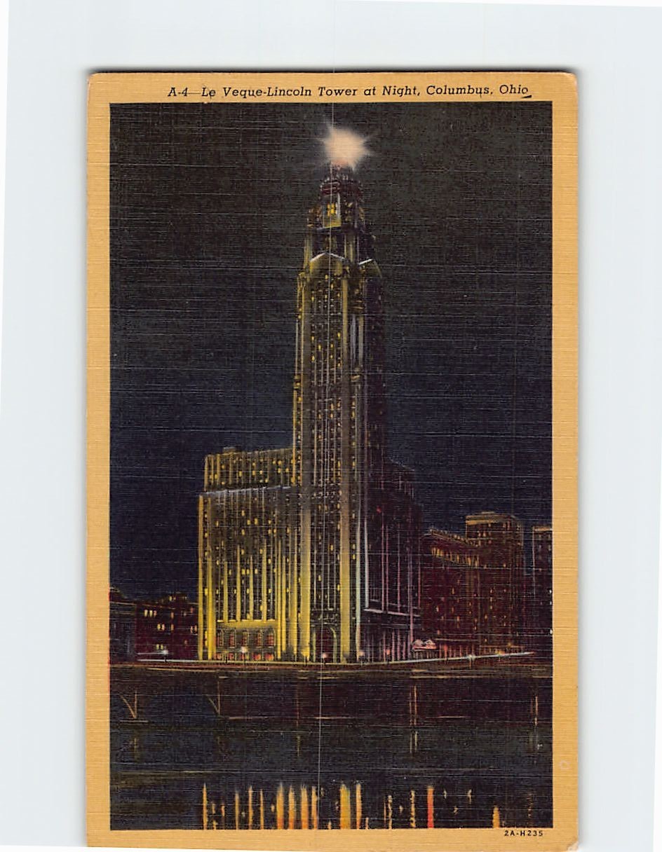 Postcard Le Veque Lincoln Tower at Night Columbus Ohio USA