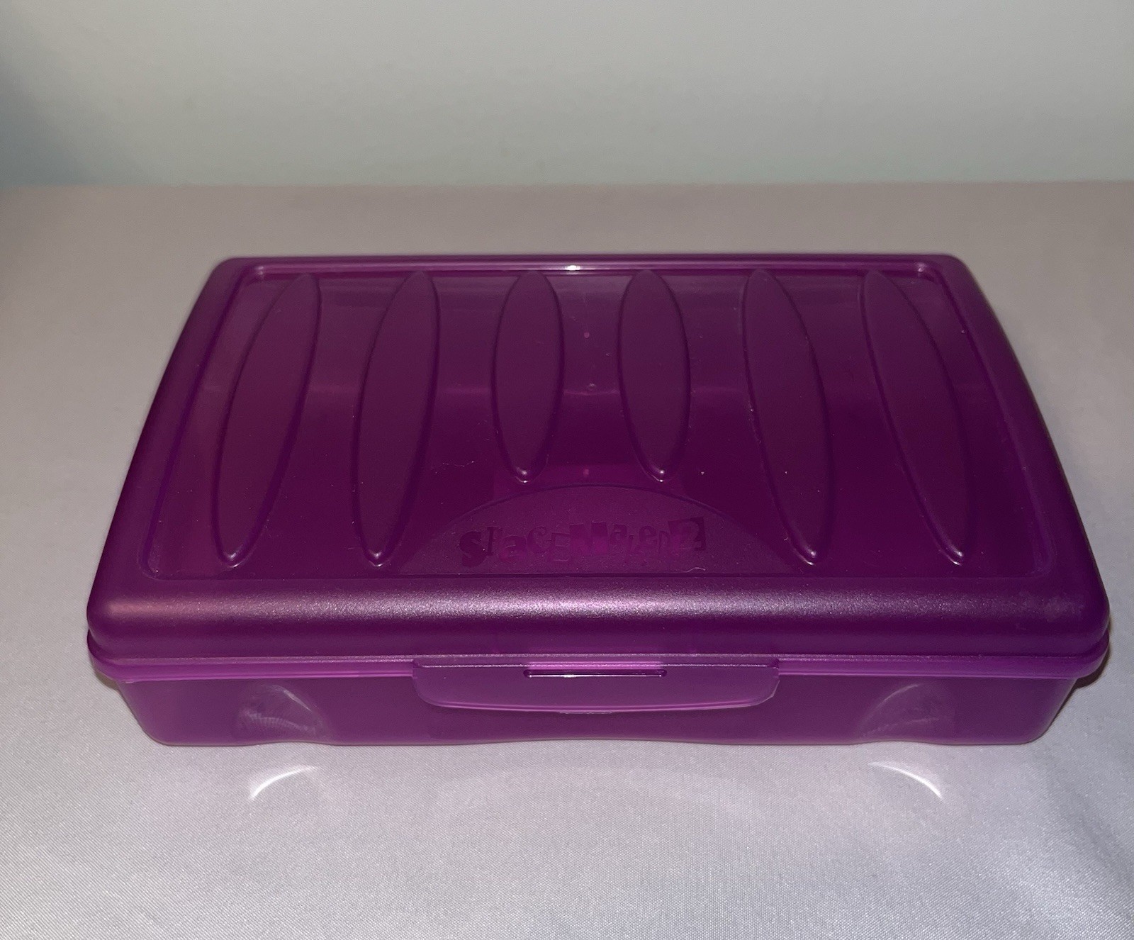 Vintage Spacemaker 2 Pencil/Pen Box School Supply Case Retro Purple Made In USA