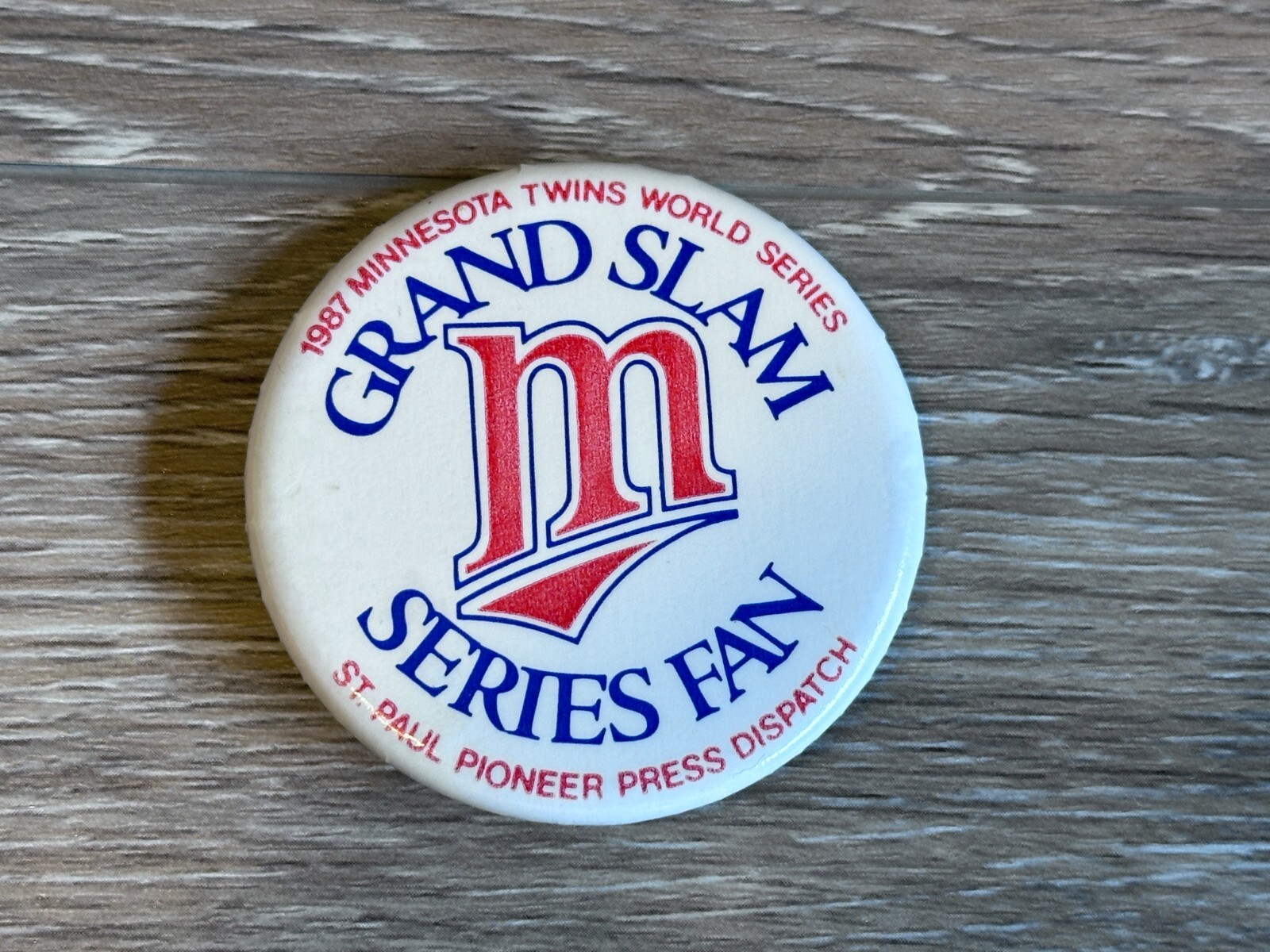 1987 MN Twins Grand Slam Series Fan Vintage Button Pin Back Badge Pinback