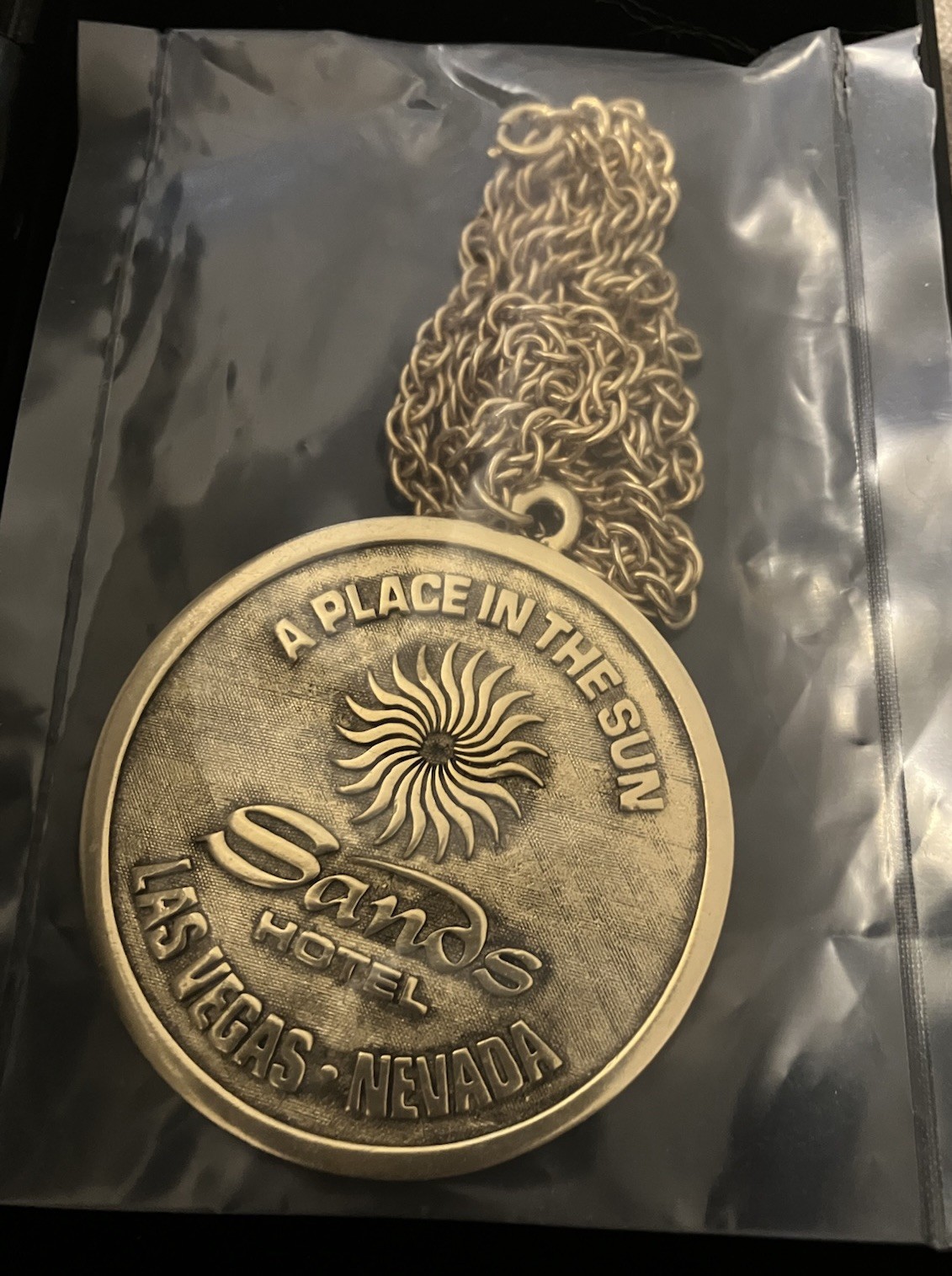 Sands Hotel Casino Las Vegas 21st 1952-1973 Anniversary Medallion Chain 30\