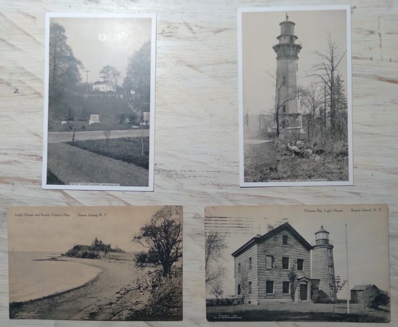c1910 Set of (4) Staten Island NY Lighthouses New Dorp Prince\'s Bay Post Cards