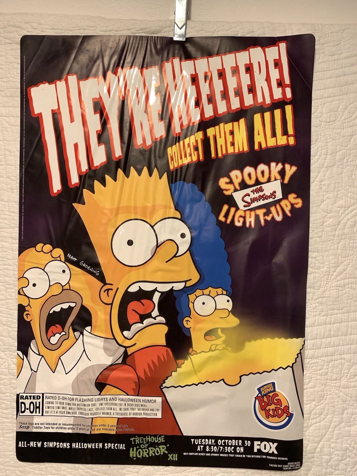 Vintage 2001 Simpsons Burger King Treehouse of Horror XII Promo Poster Decal Vintage 2001 Simpsons Burger King Treehouse of Horror XII Promo Poster Decal