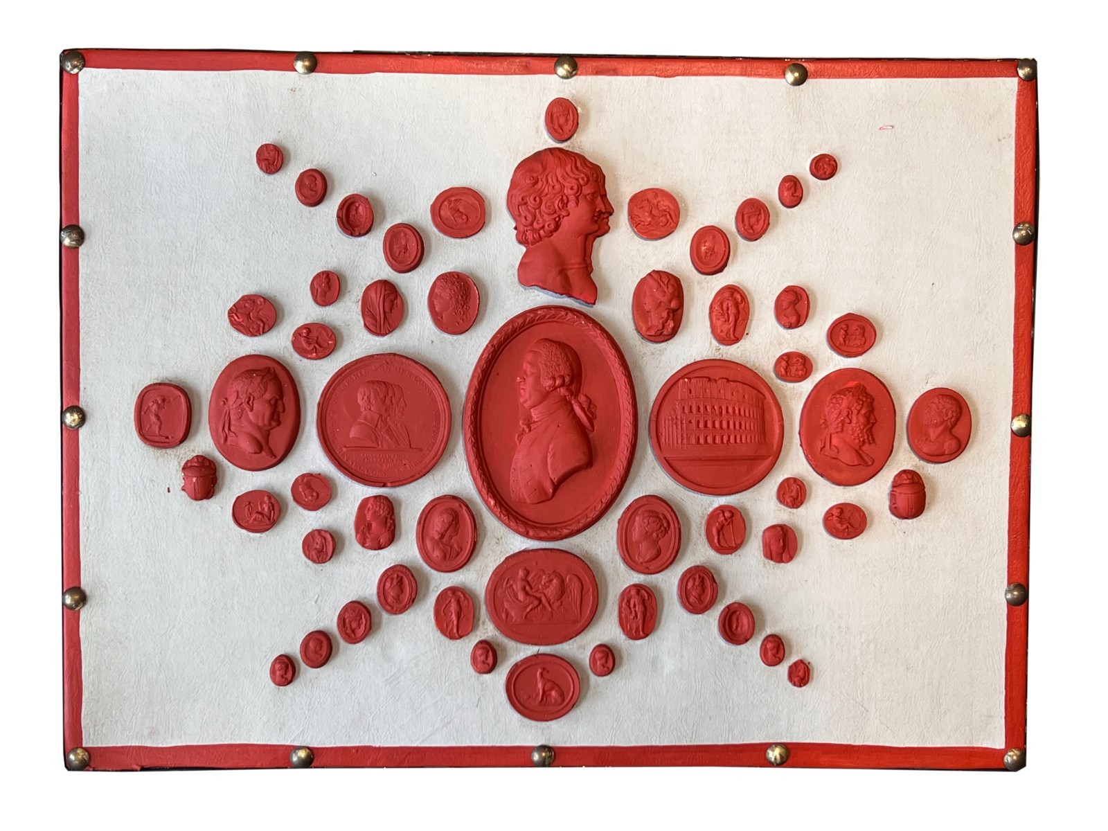 #1013 Grand Tour Revival Neoclassical Vintage Red Plaster Cast Waxed Intaglio Ar
