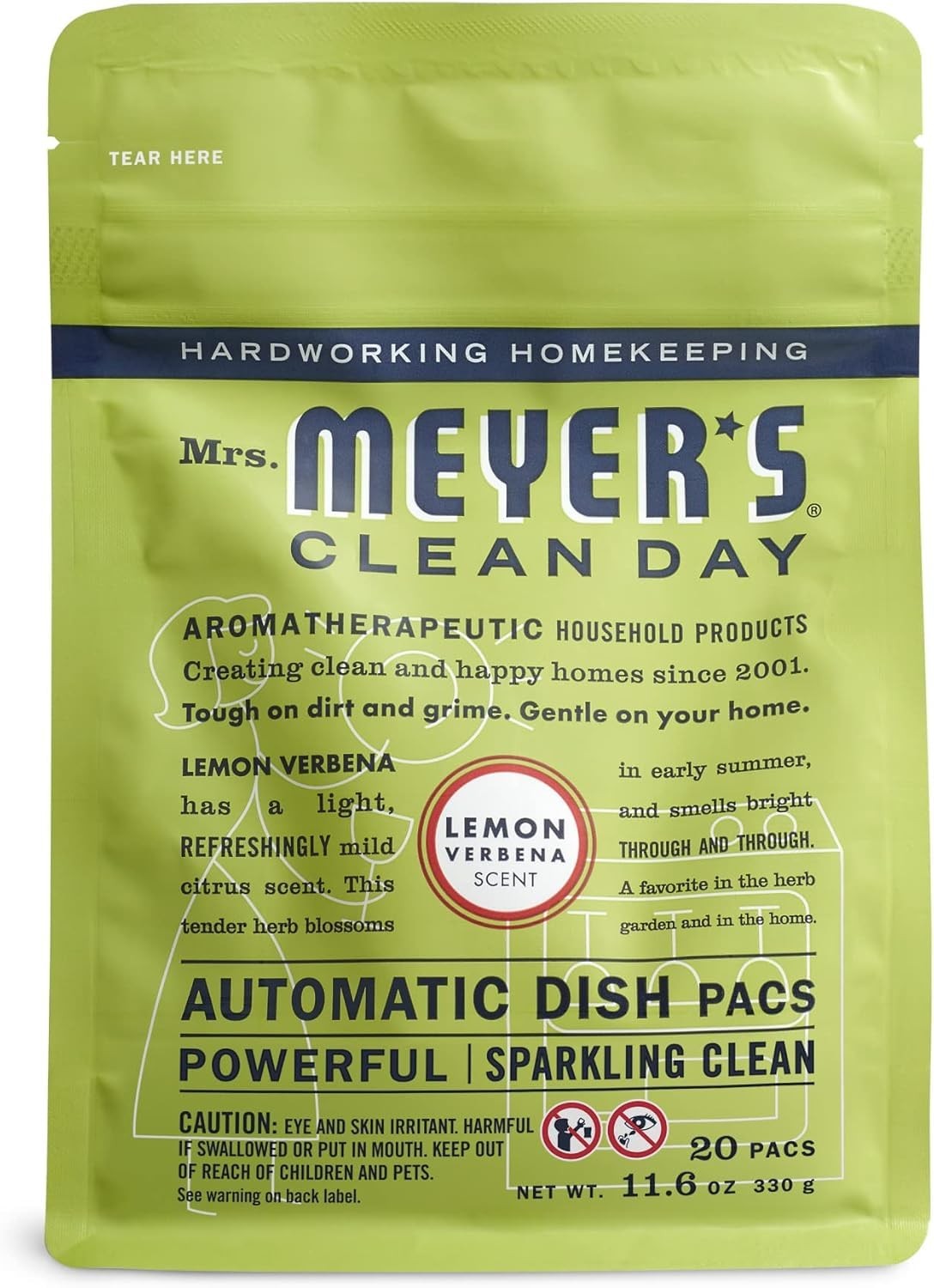 MRS. MEYER\'S CLEAN DAY Automatic 20 Count (Pack of 1), Lemon Verbena MRS. MEYER\'S CLEAN DAY Automatic 20 Count (Pack of 1), Lemon Verbena