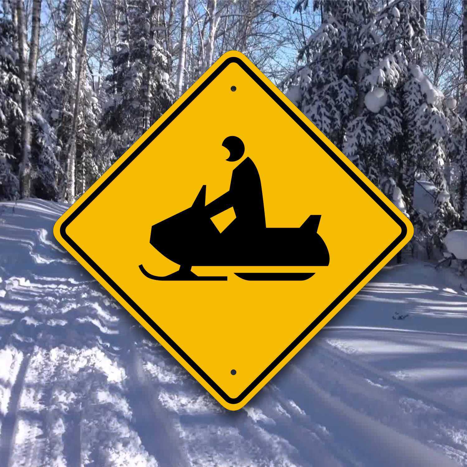 Snowmobile Crossing Sign - Trail Marker - Ski Doo Roadway Plaque - Winter Fun