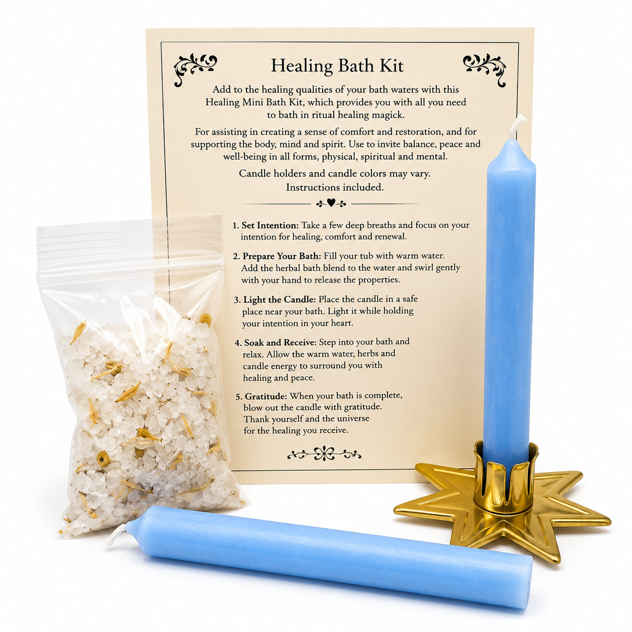 Healing Ritual Bath Kit Herbal Bath Salts Candle Renewal Self Care Spiritual