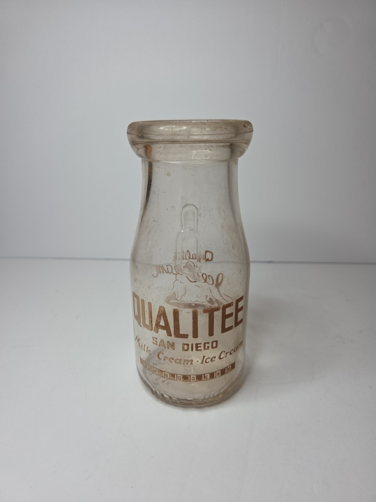 Vintage Qualitee San Diego Half Pint Milk Cream Bottle