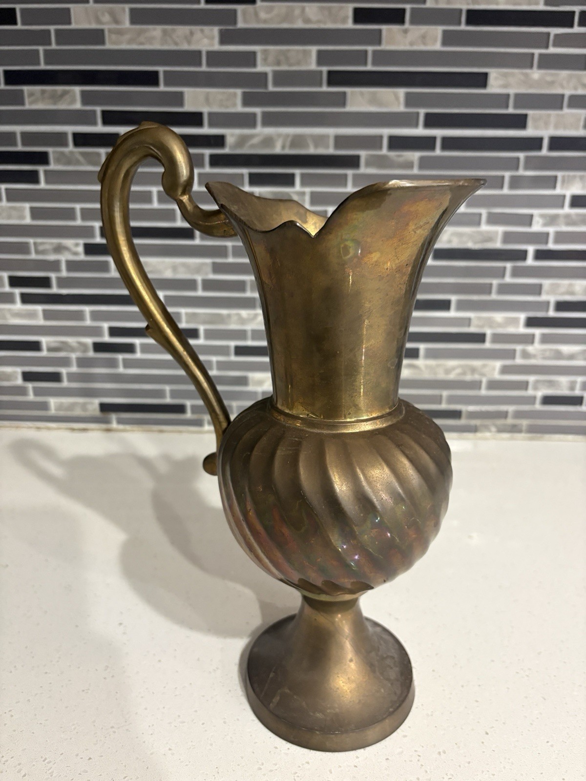 Beautiful Vintage Victorian Style Unique Solid Brass Decorative Pitcher 10 In Beautiful Vintage Victorian Style Unique Solid Brass Decorative Pitcher 10 In