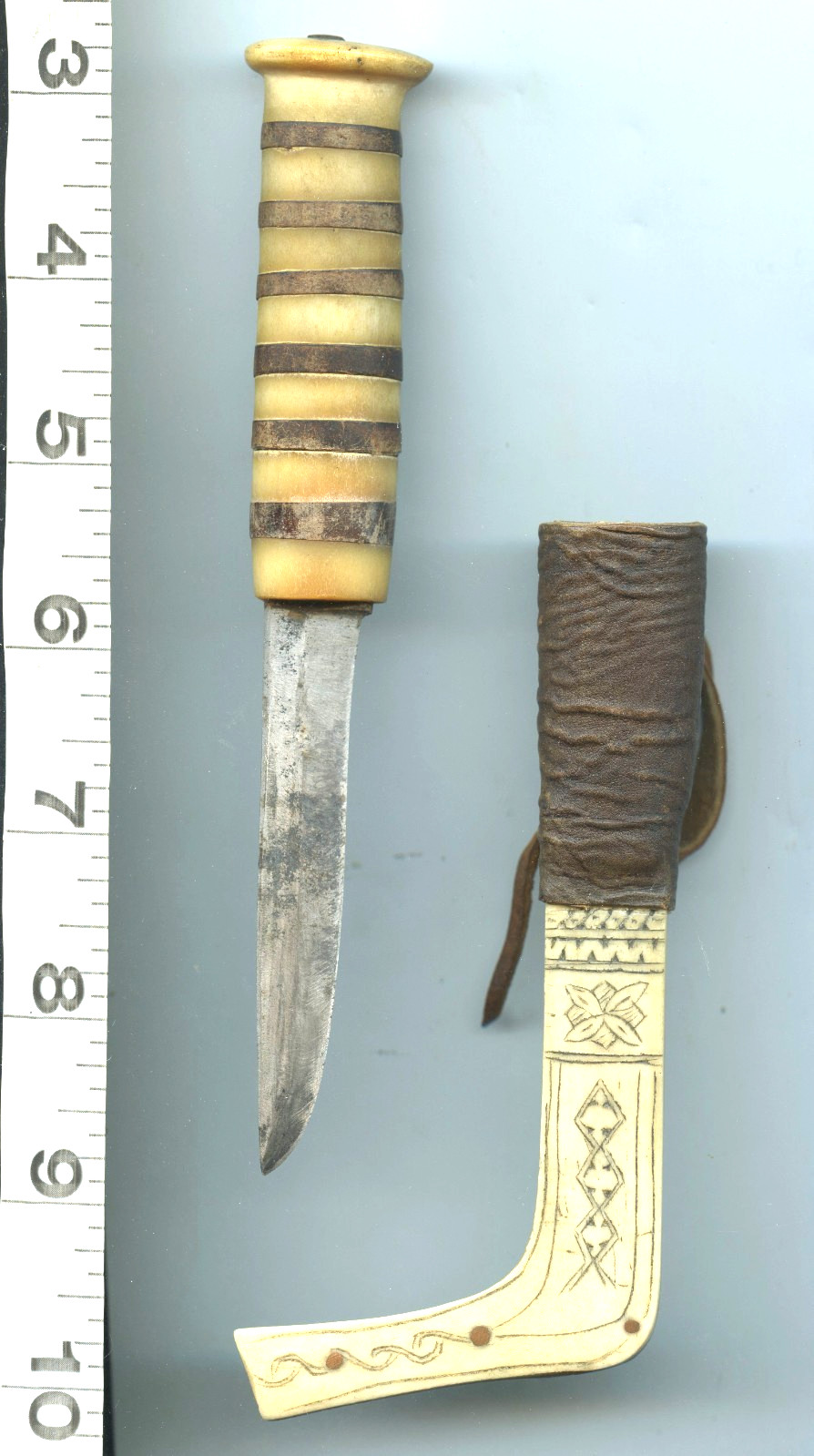 Eric Knutsson Sunna Sami Knife Hand Carved Antler 1949 Authentic Artisan Signed Eric Knutsson Sunna Sami Knife Hand Carved Antler 1949 Authentic Artisan Signed