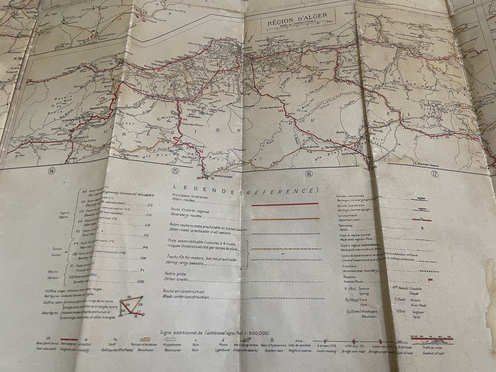 WWII 1942 US War Office MAP North Africa Morocco Tunisia Algeria Road Wax Paper