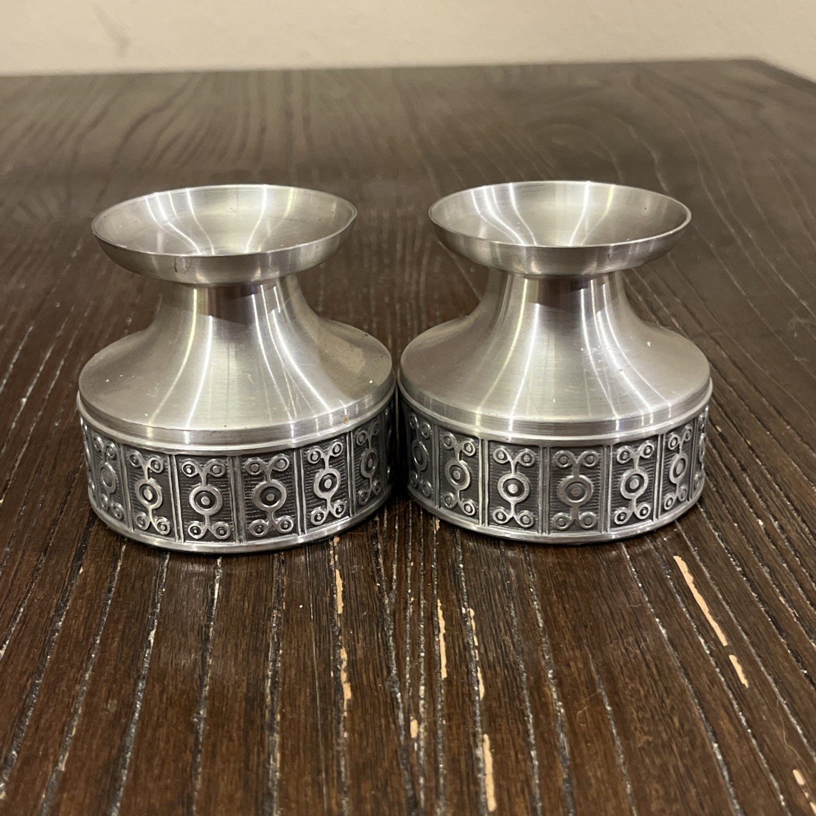 Vtg Norway Pewter Haugrud Taper Candle Holders 2.5\