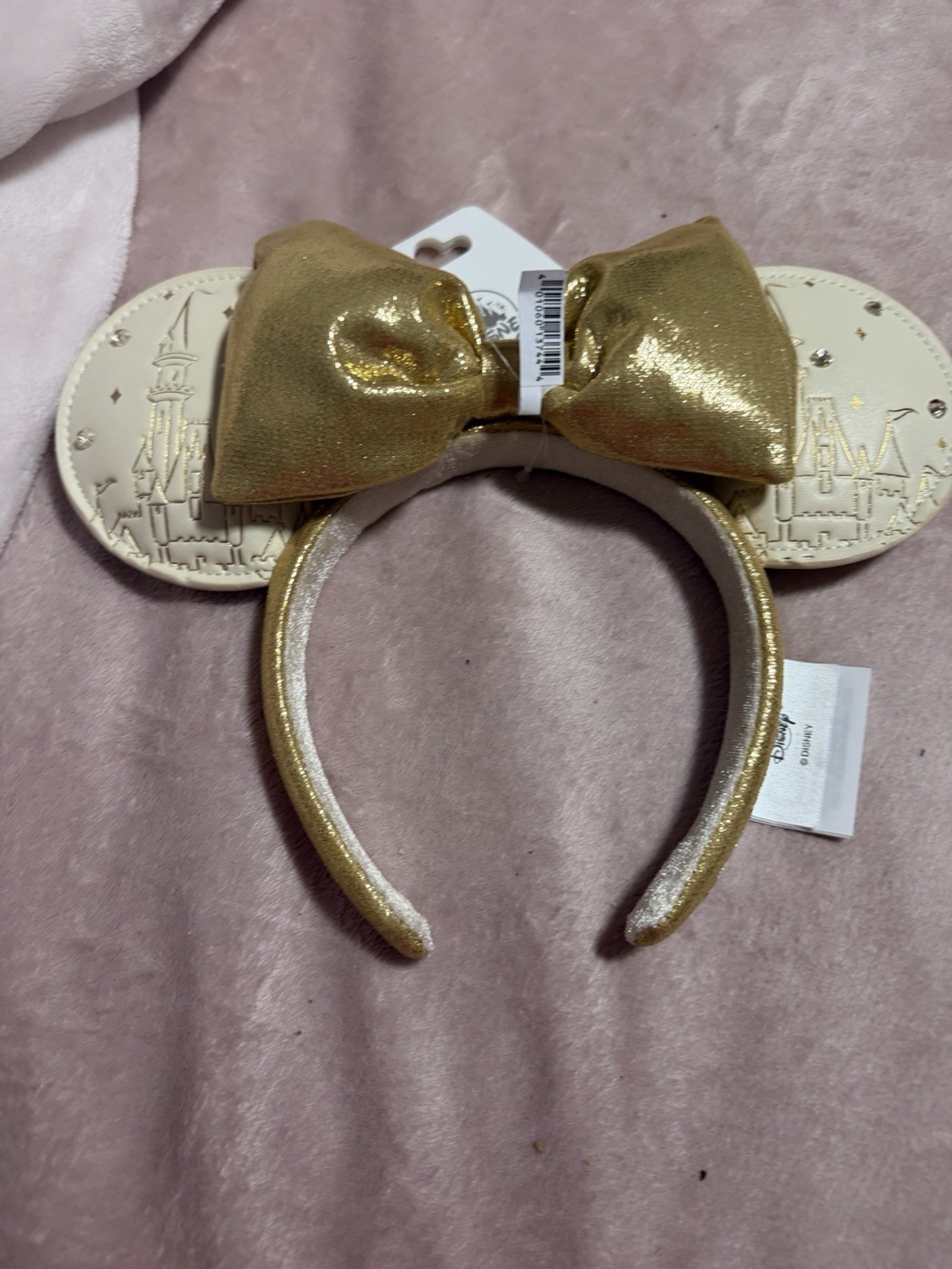 NEW 2026 Disney Parks Gold Bow Cinderella Castle Fireworks Ears Headband