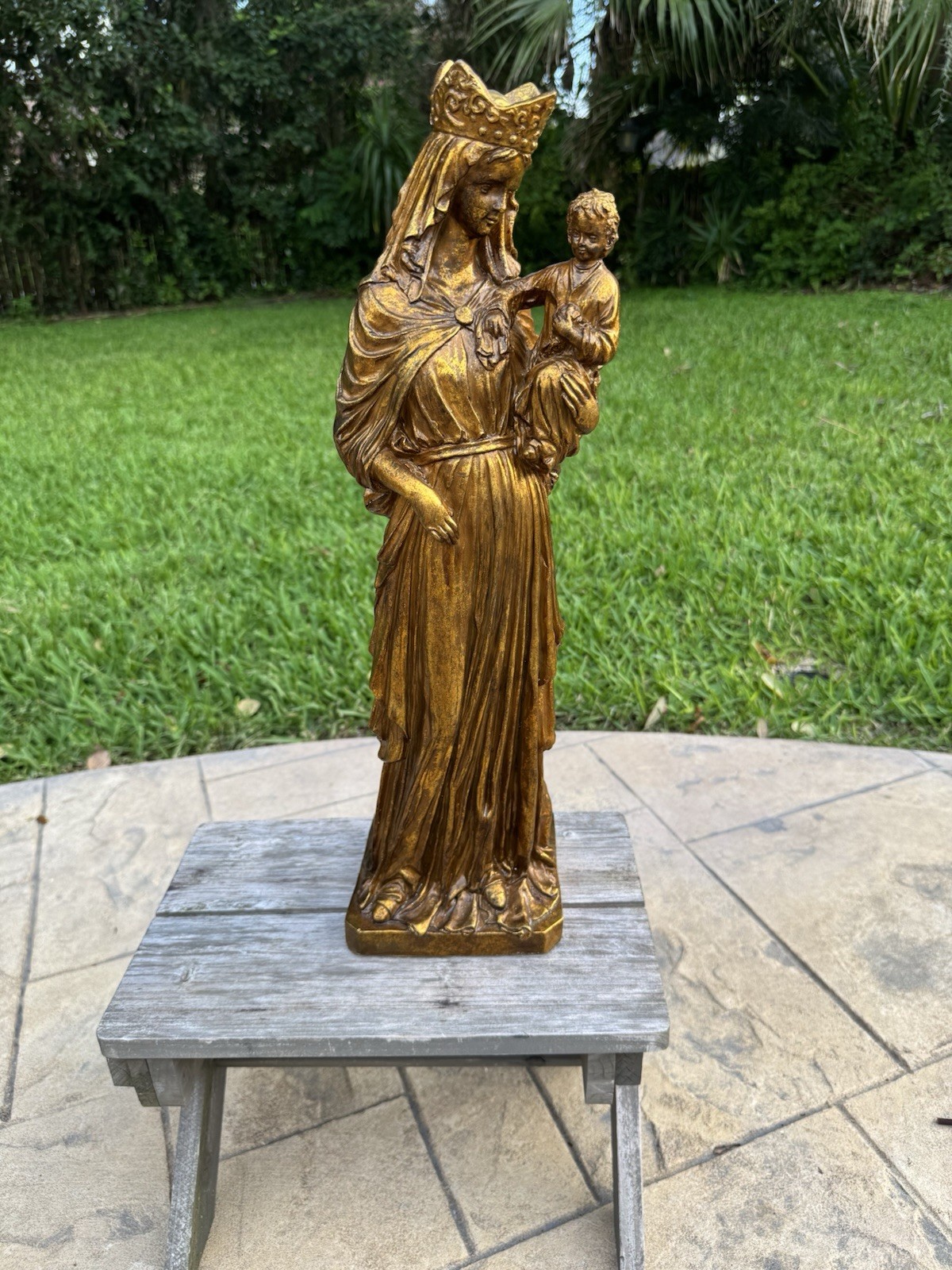 RARE Vintage Mark Roberts Golden Ave Maria Religious Madonna Altar Church
