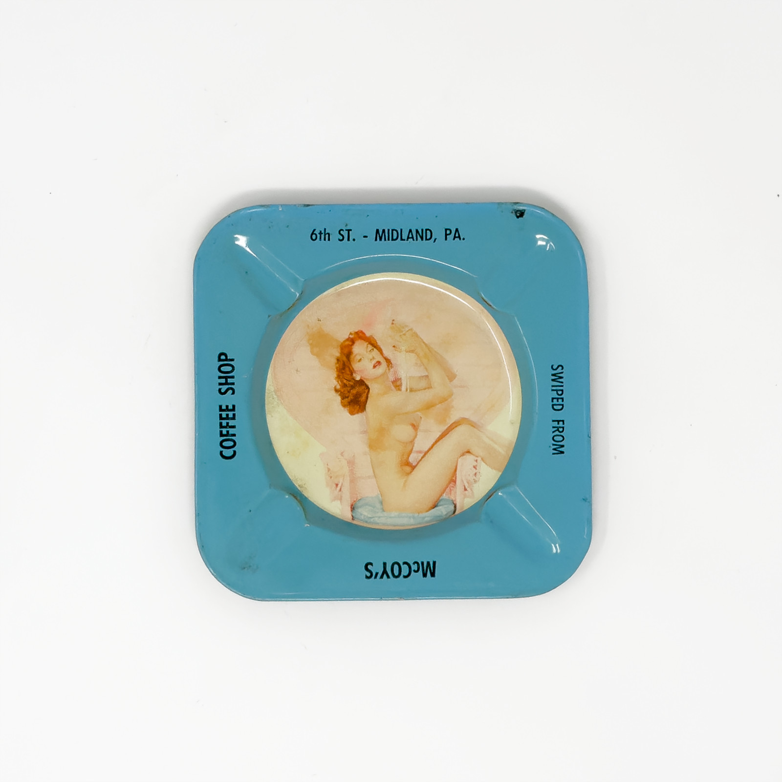 McCoy\'s Coffee Shop \'Swiped From\' Pin-Up Tin Ashtray (2 of 3)