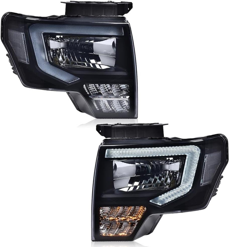 LED DRL Headlights Assembly Fit 2009-2014 Ford F150 Faros Delanteros | Smoke Len