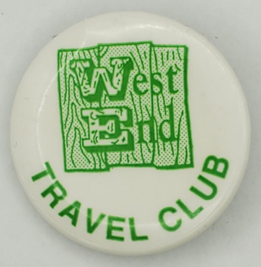 Vintage West End Travel Club Membership Pinback Button