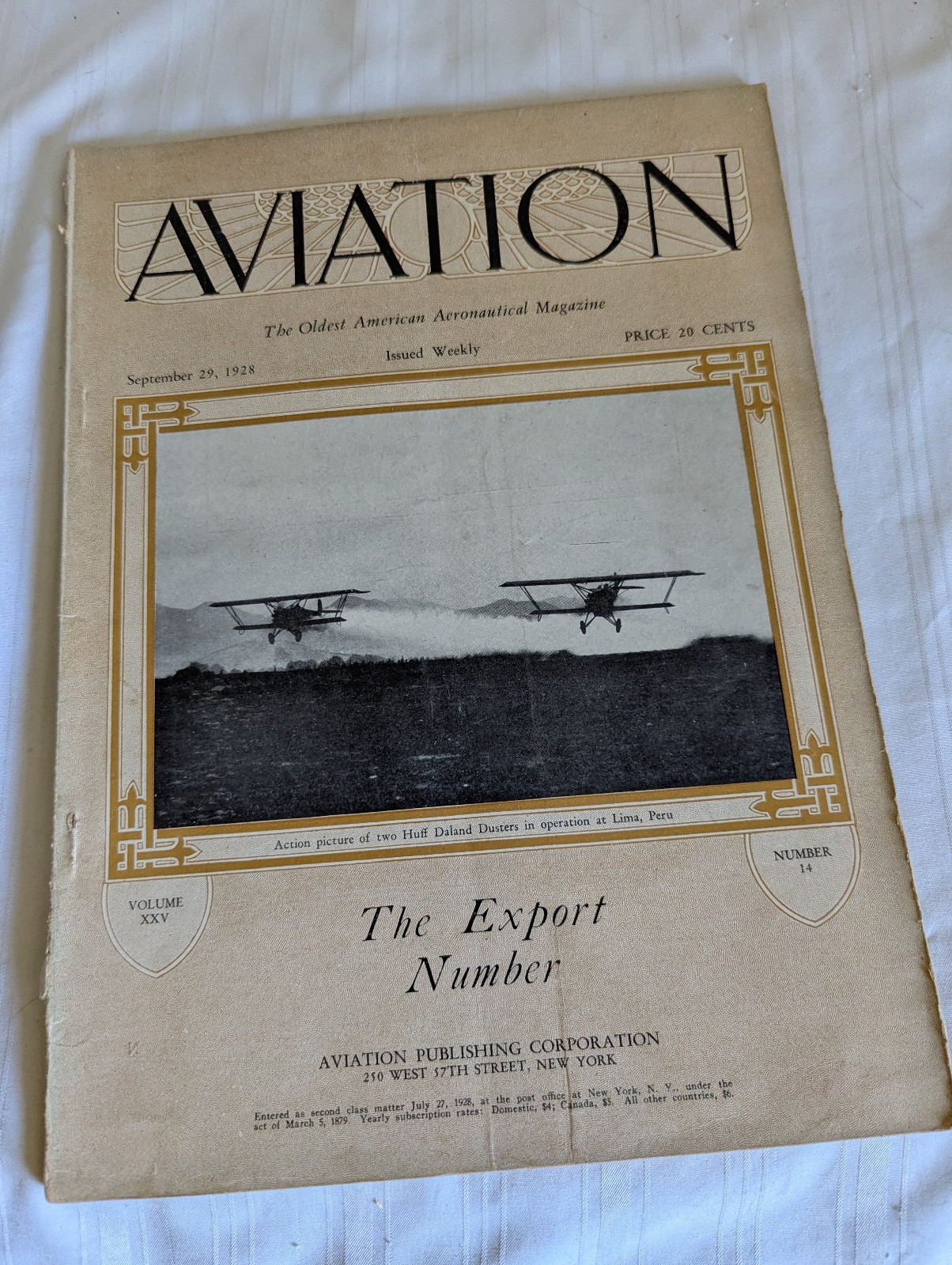 Aviation magazine September 29, 1928 Volume 25 No 14 Huff Daland Dusters Lima