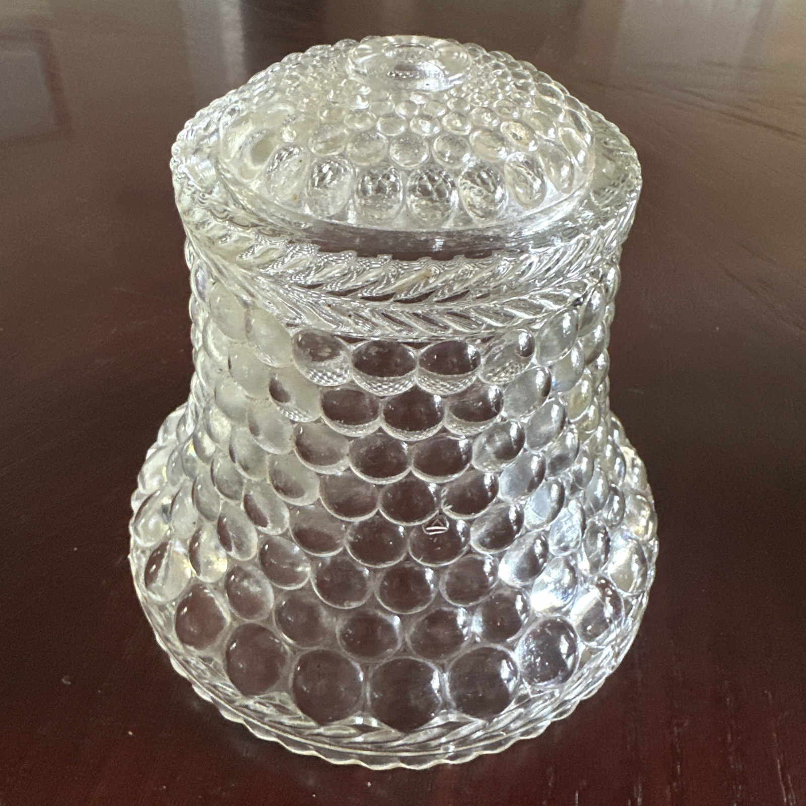 Vintage Art Deco Clear Glass Bell Beaded Hobnail Dresser Lamp Shade 6\