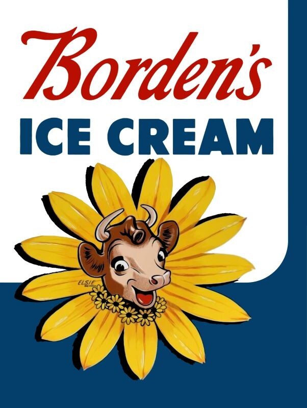 Borden\'s Ice Cream w/ Elsie the Cow New Metal Sign: 12 x 16 - 