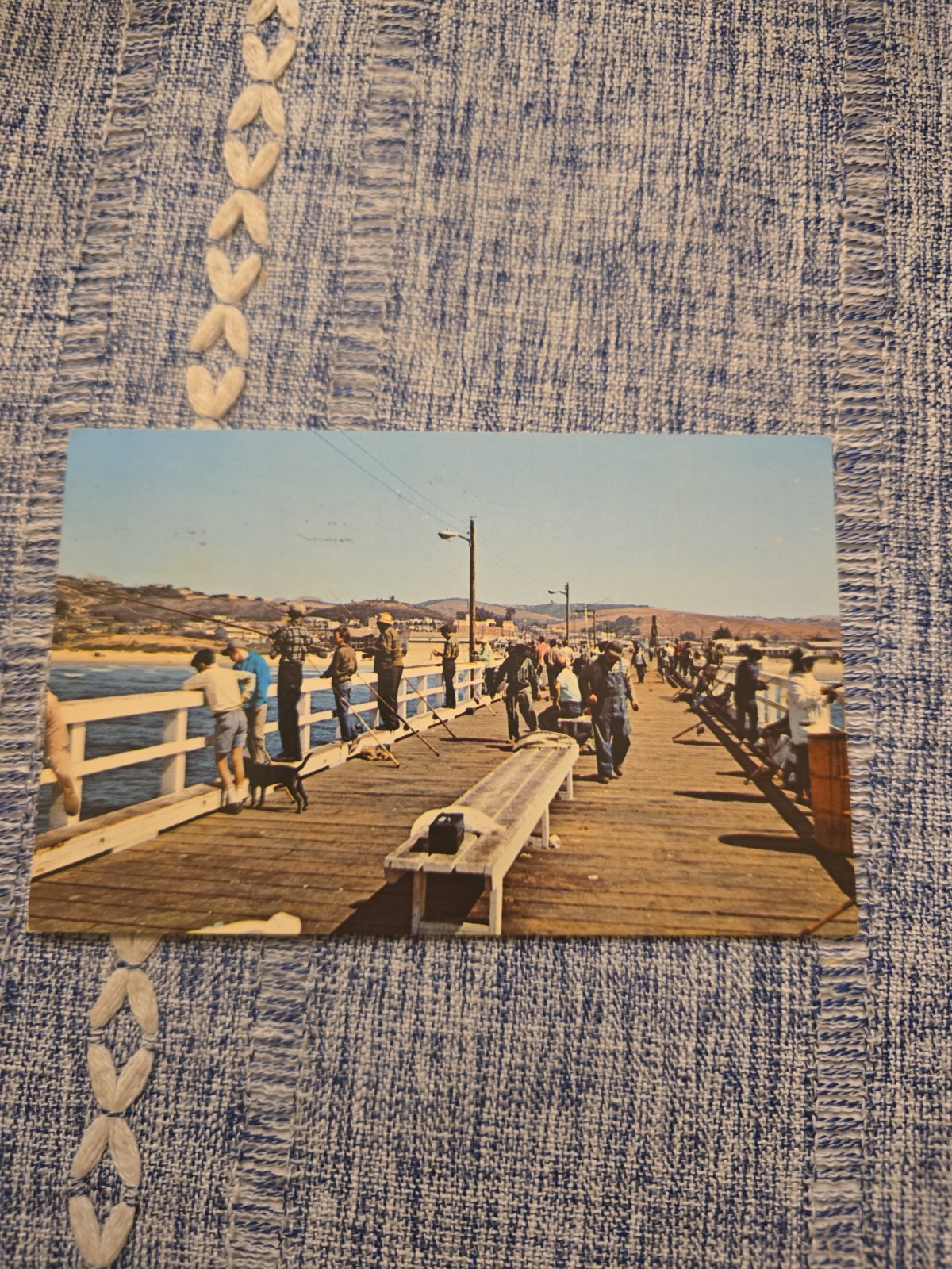Vintage Postcard Pismo Beach Pier California - Fishing Scene C1960s - Chrome A18