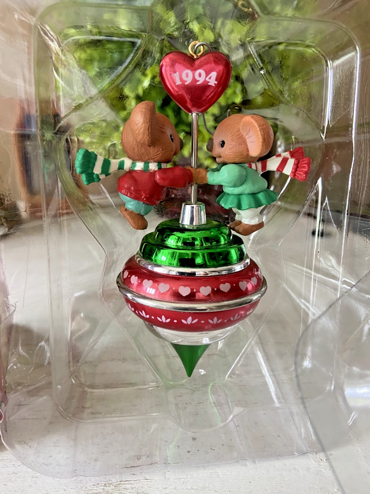 Vintage 1994 Carlton Cards Heirloom Ornament Christmas Spin Mice New In Box NIB