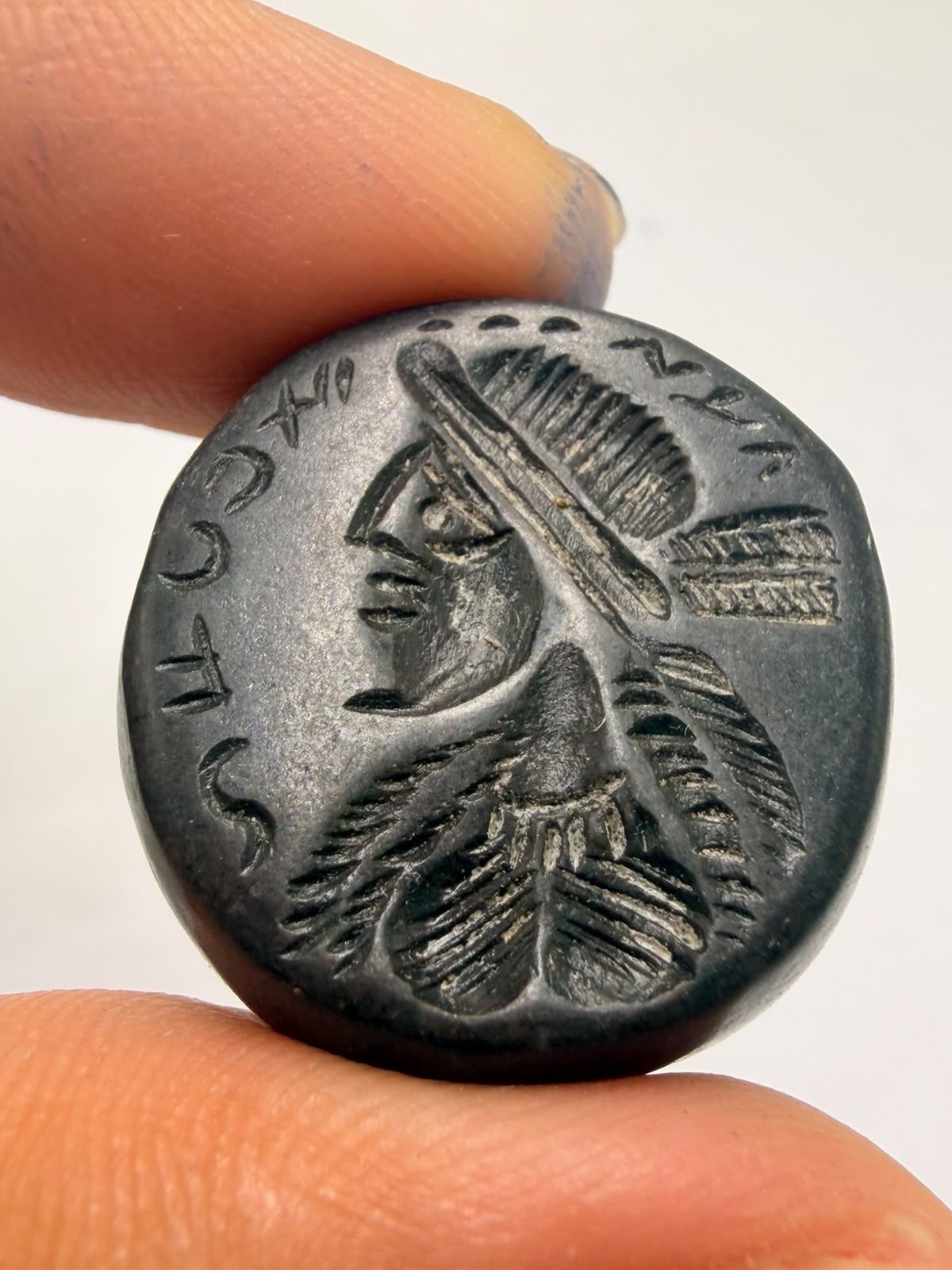 Antique Old Sassan Roman King Face Seal Intaglio Stamp Bead