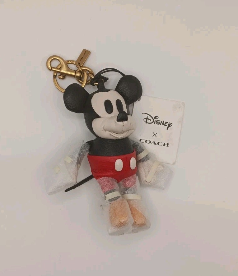Coach x Disney Mickey Mouse Leather Plush Bag Charm Key Chain Fob New Coach x Disney Mickey Mouse Leather Plush Bag Charm Key Chain Fob New