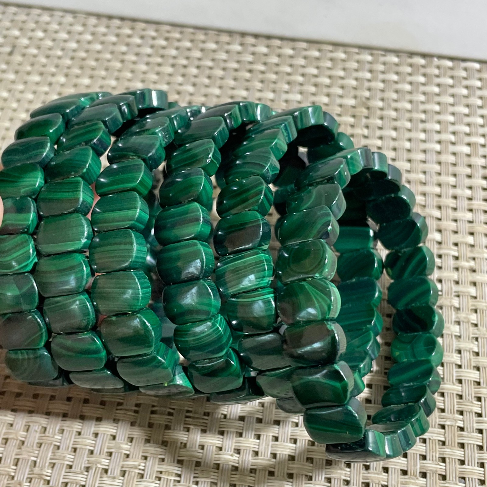 1pc Natural Malachite gemstone stretchable bracelet
