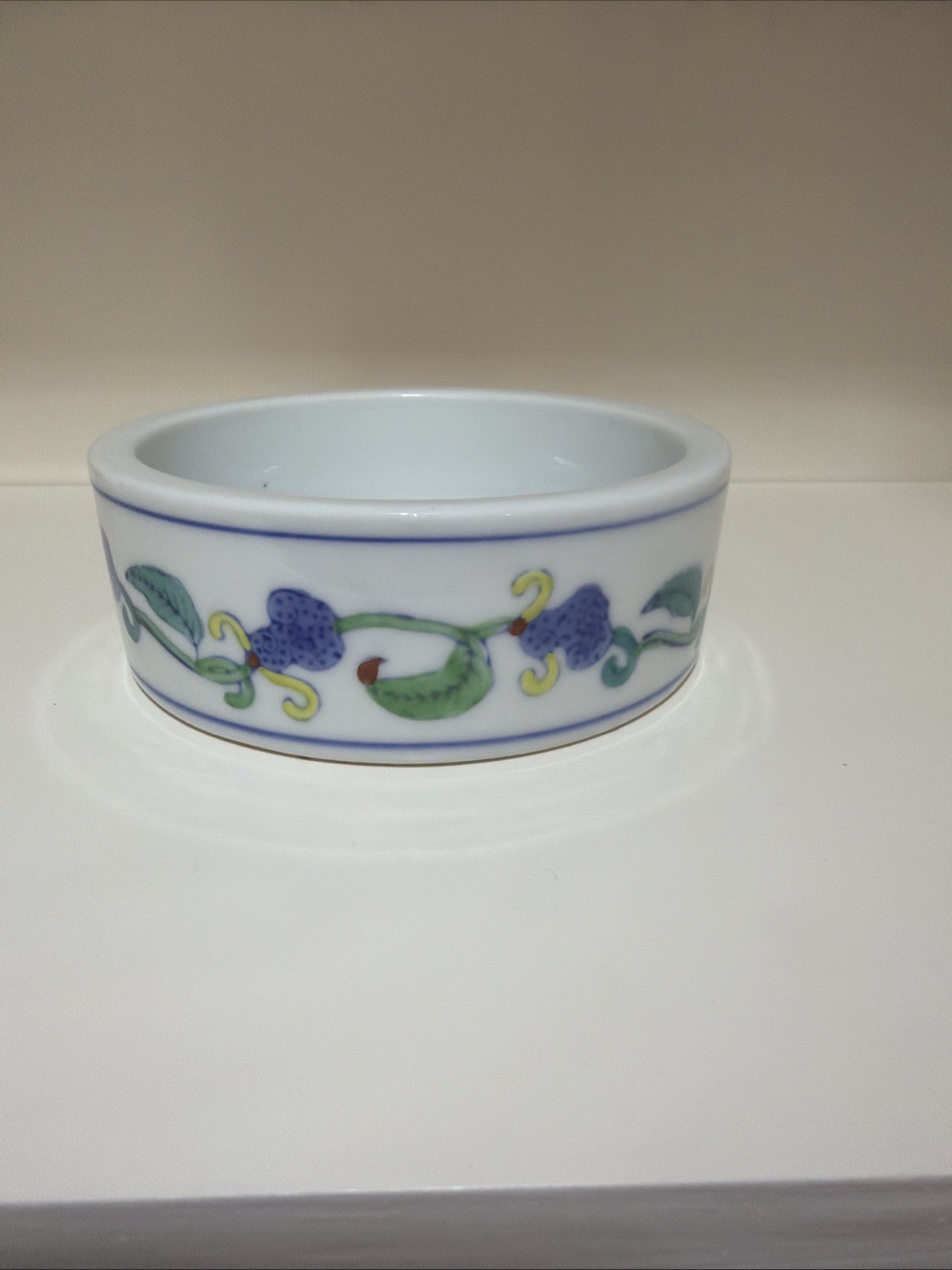 Vintage Chinese Porcelain Round Ashtray, Trinket Dish, Thick Solid Shallow China Vintage Chinese Porcelain Round Ashtray, Trinket Dish, Thick Solid Shallow China