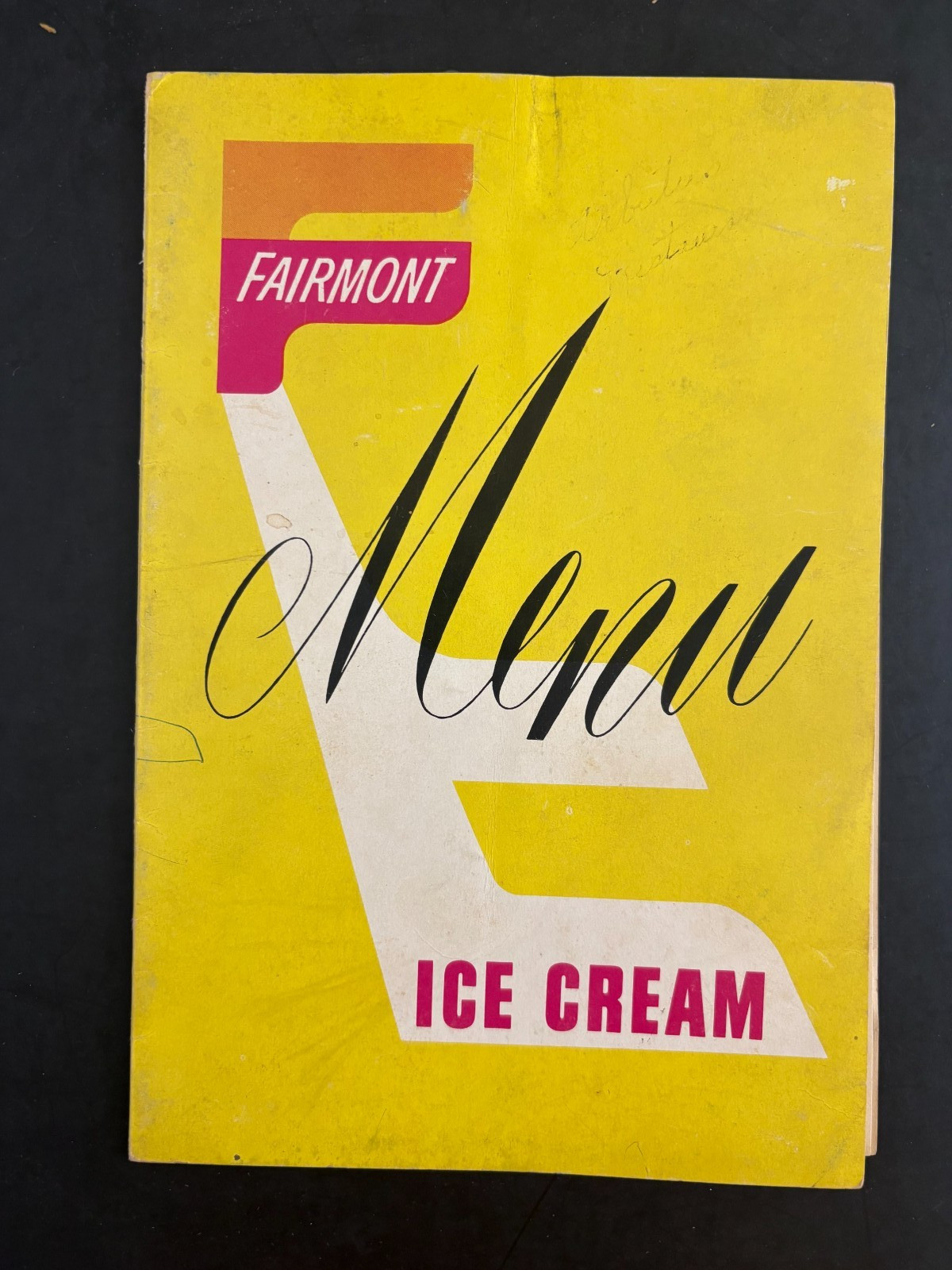 G  VINTAGE 1970's Menu FAIRMONT ICE CREAM West Virginia Clarksburg Area