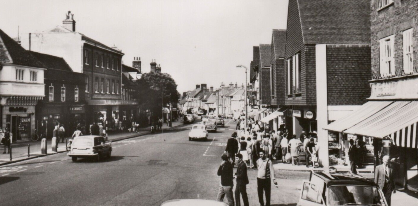 Bancroft Hitchin Hertfordshire UK Britain M G Bennett Downtown RPPC Postcard