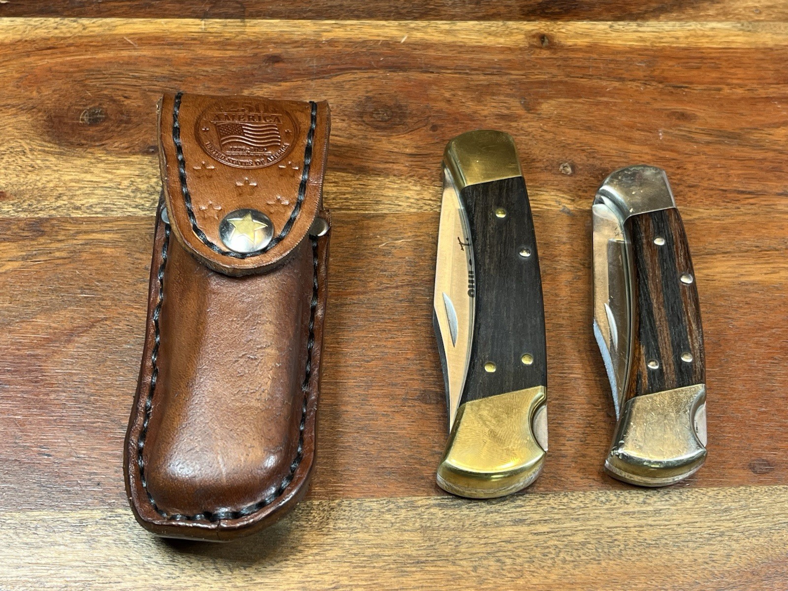 USA AMERICA 250 LIMITED Custom Brown Leather Sheath for BUCK 110 & 112 Knife