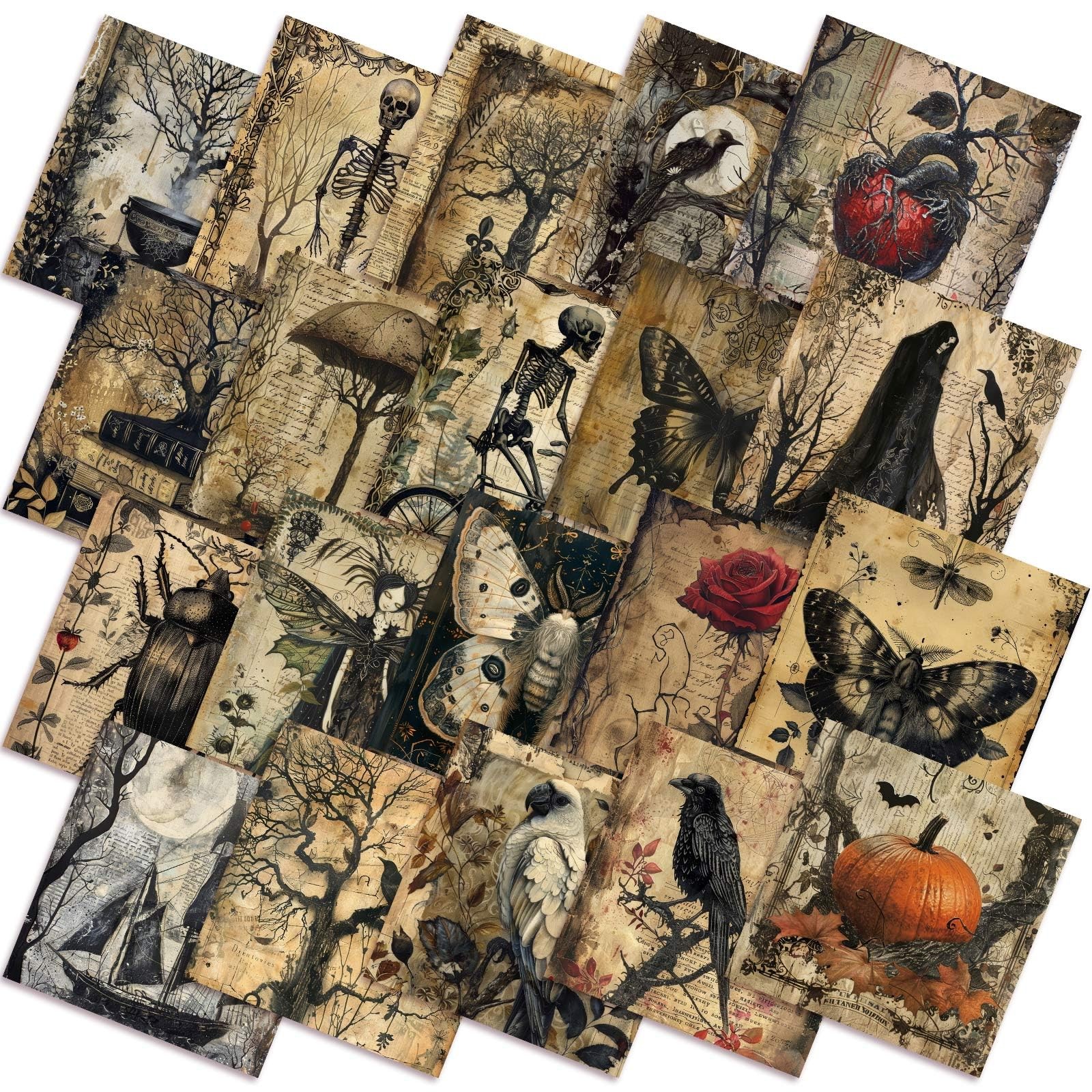 HunnmingRe 20 Pcs 10\'\'x10\'\' Vintage 10 x 10 inches, Mainly Dark Color HunnmingRe 20 Pcs 10\'\'x10\'\' Vintage 10 x 10 inches, Mainly Dark Color