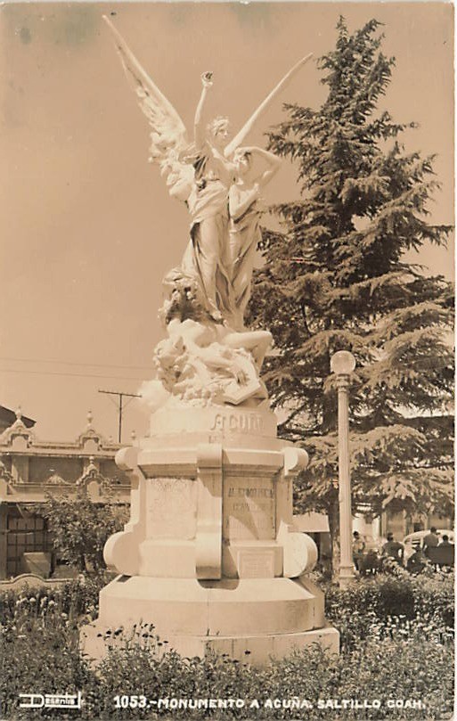 Postcard Mexico: RPPC Monumento a Acuna, Saltillo, Coahuila