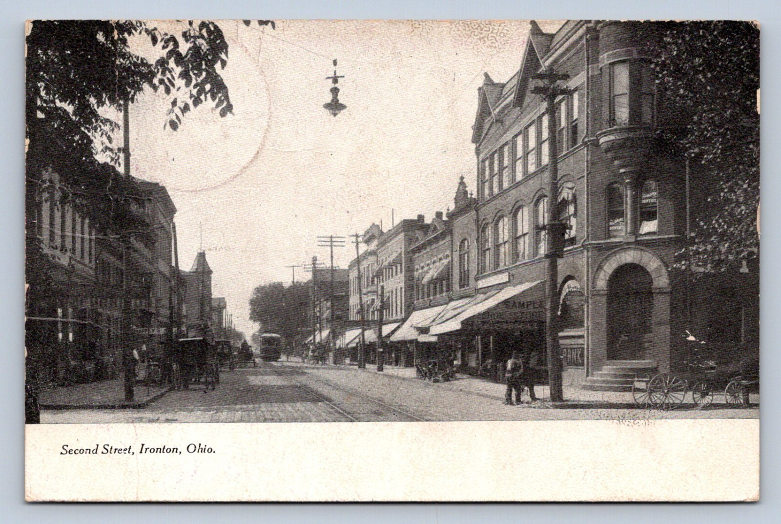 J89/ Ironton Ohio Postcard c1910 Second Street Stores Trolley 175 J89/ Ironton Ohio Postcard c1910 Second Street Stores Trolley 175