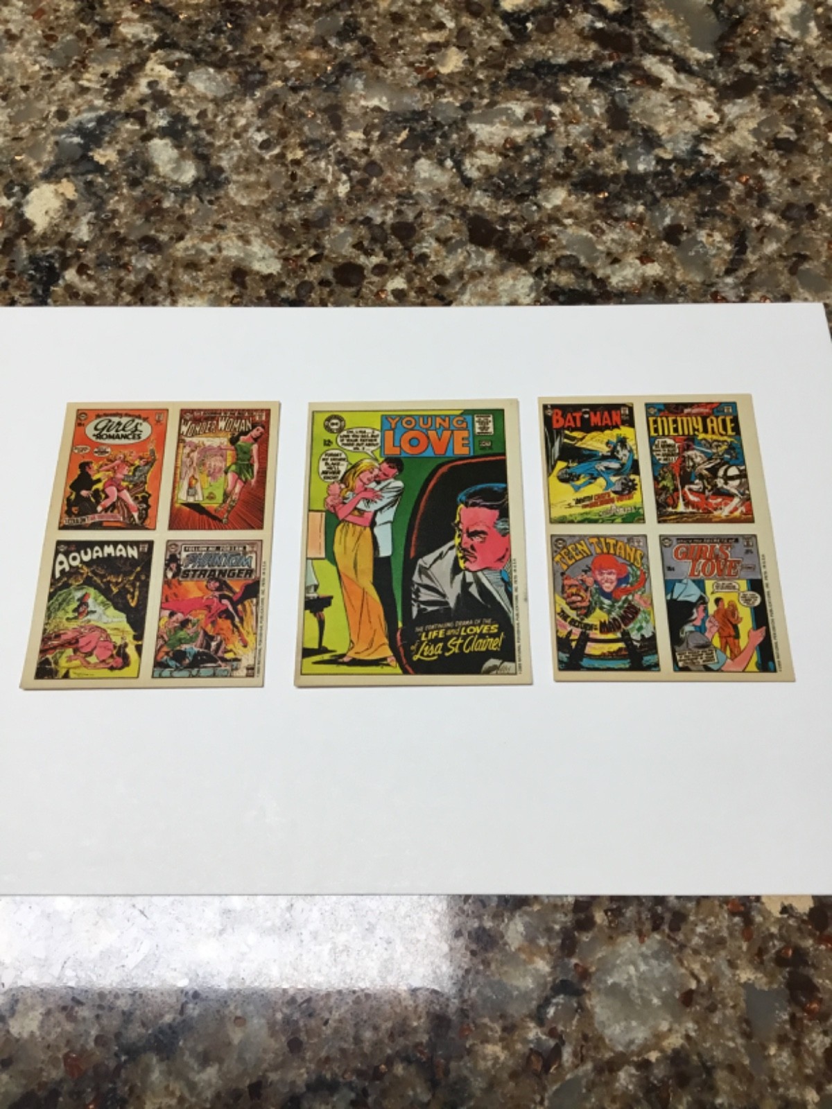 1969 TOPPS DC COMIC COVER STICKERS 3 TOTAL YOUNG LOVE BATMAN PHANTOM STRANGER