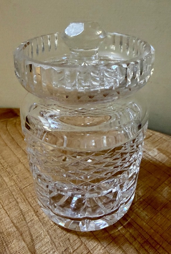 VTG 1980's Signed Waterford Crystal Honey Jam Jar w/ Lid Castlemaine Exc Cond
