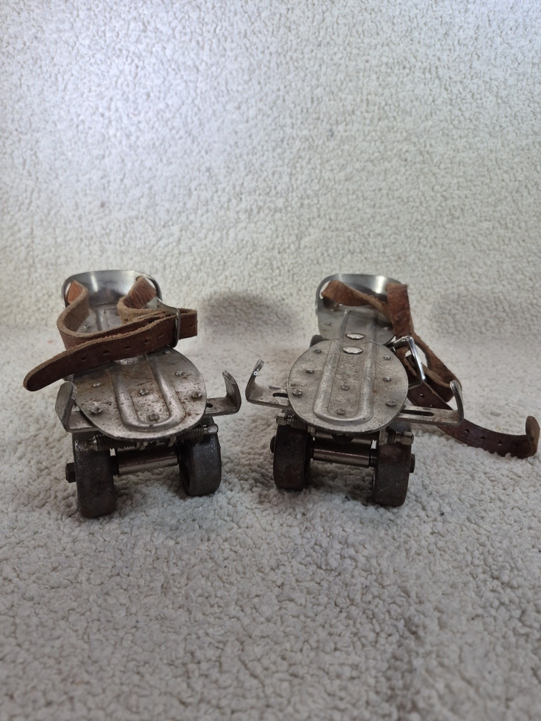 Vtg Antique Metal Roller Skates Chicago Clamp On Pat. 1910193 Leather Straps