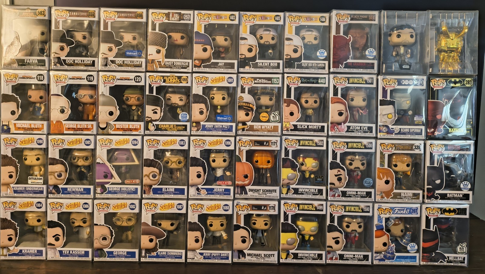 Lot of 45 Various Funko Pops - Invincible, Seinfeld, DC, Movies/TV/Pop Culture