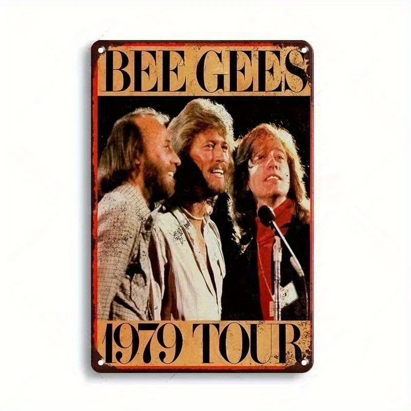 Vintage Bee Gees-Free Logo Design Retro Tin Metal Signs Home Décor 8x12 