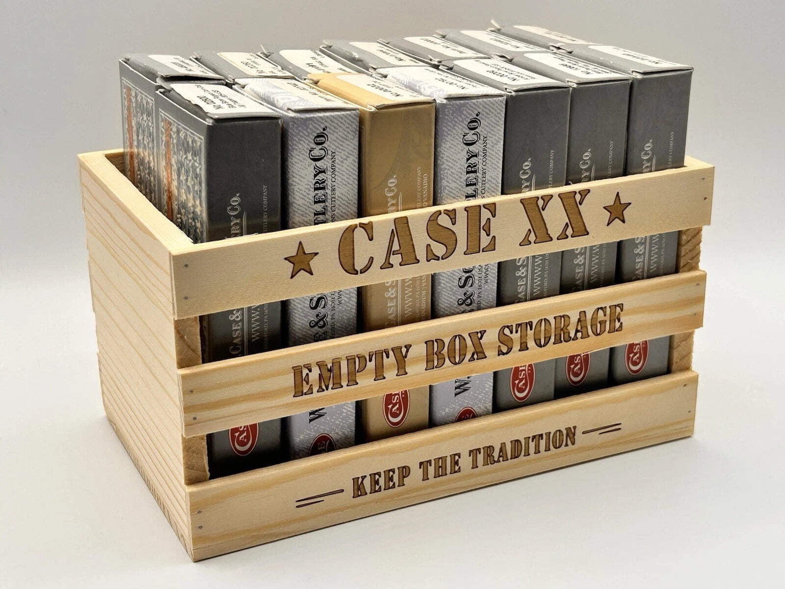 Custom Wooden Empty Knife Box Storage Crate Display Organizer Collector Case