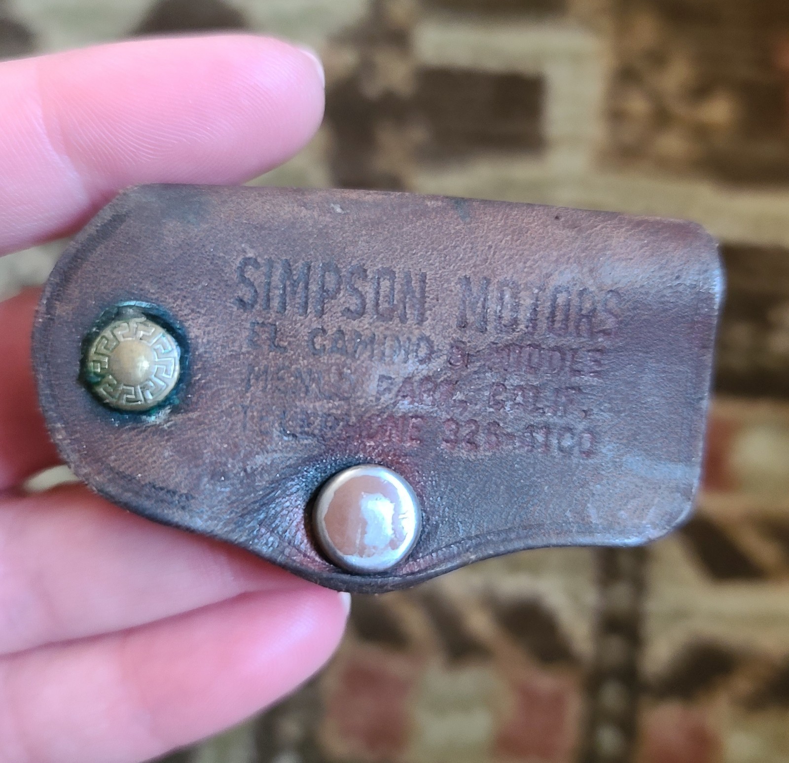 VTG Simpson Motors El Camino Real Menlo Park California Leather Key Ring Holder