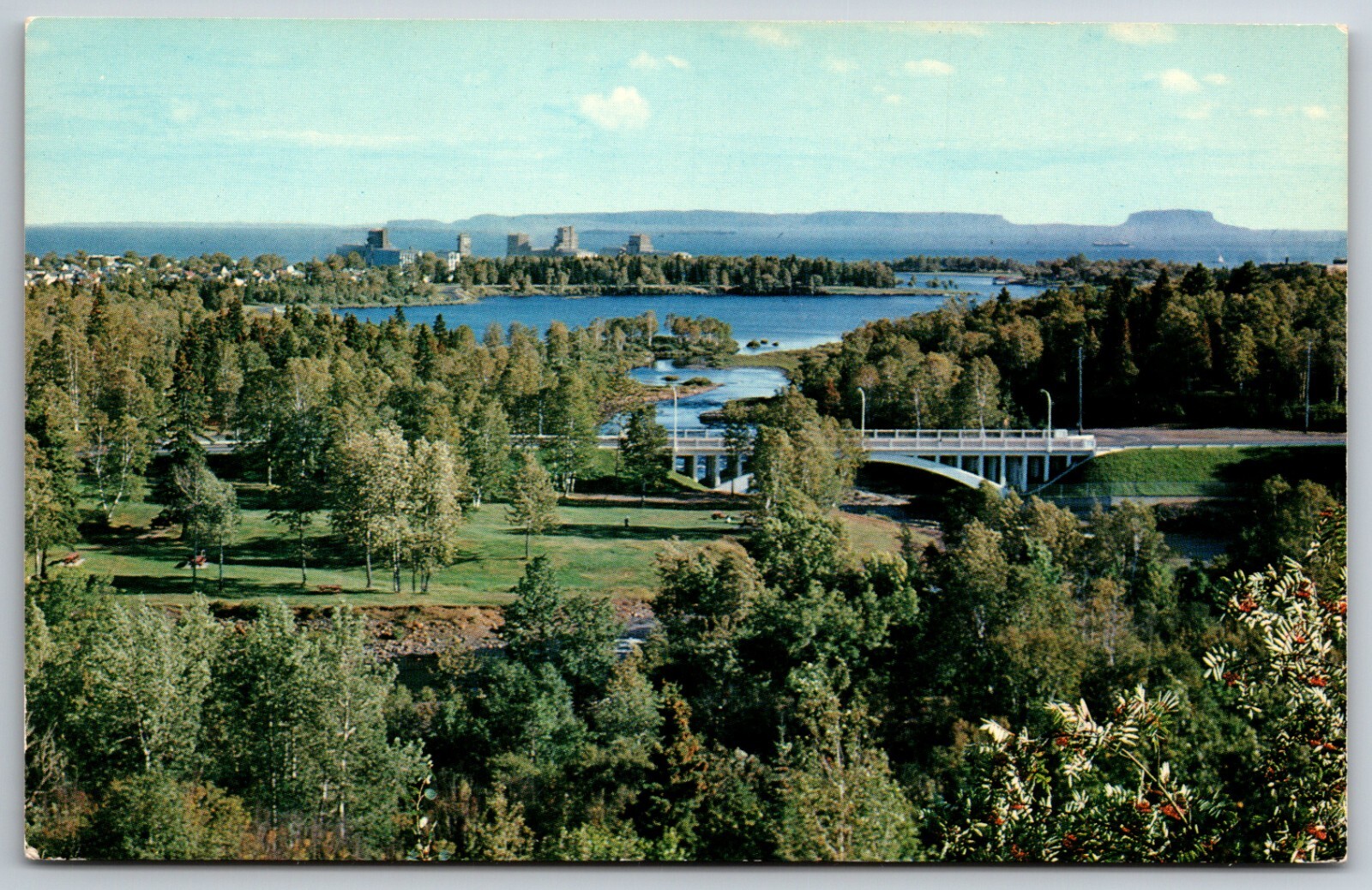 Port Arthur Boulevard Lake Bridge Lookout Park Grain Elevators Ontario  Postcard