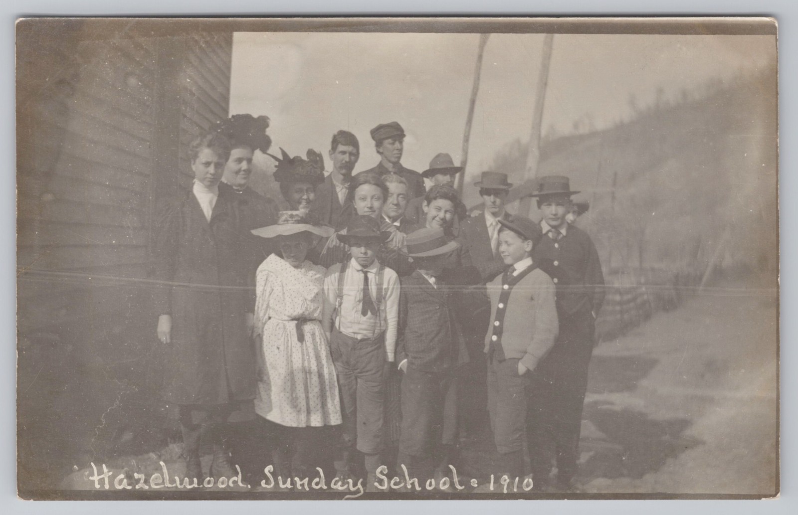 RPPC Hazelwood Sunday School 1910 Pittsburgh PA Real Photo Postcard Kids Fashion