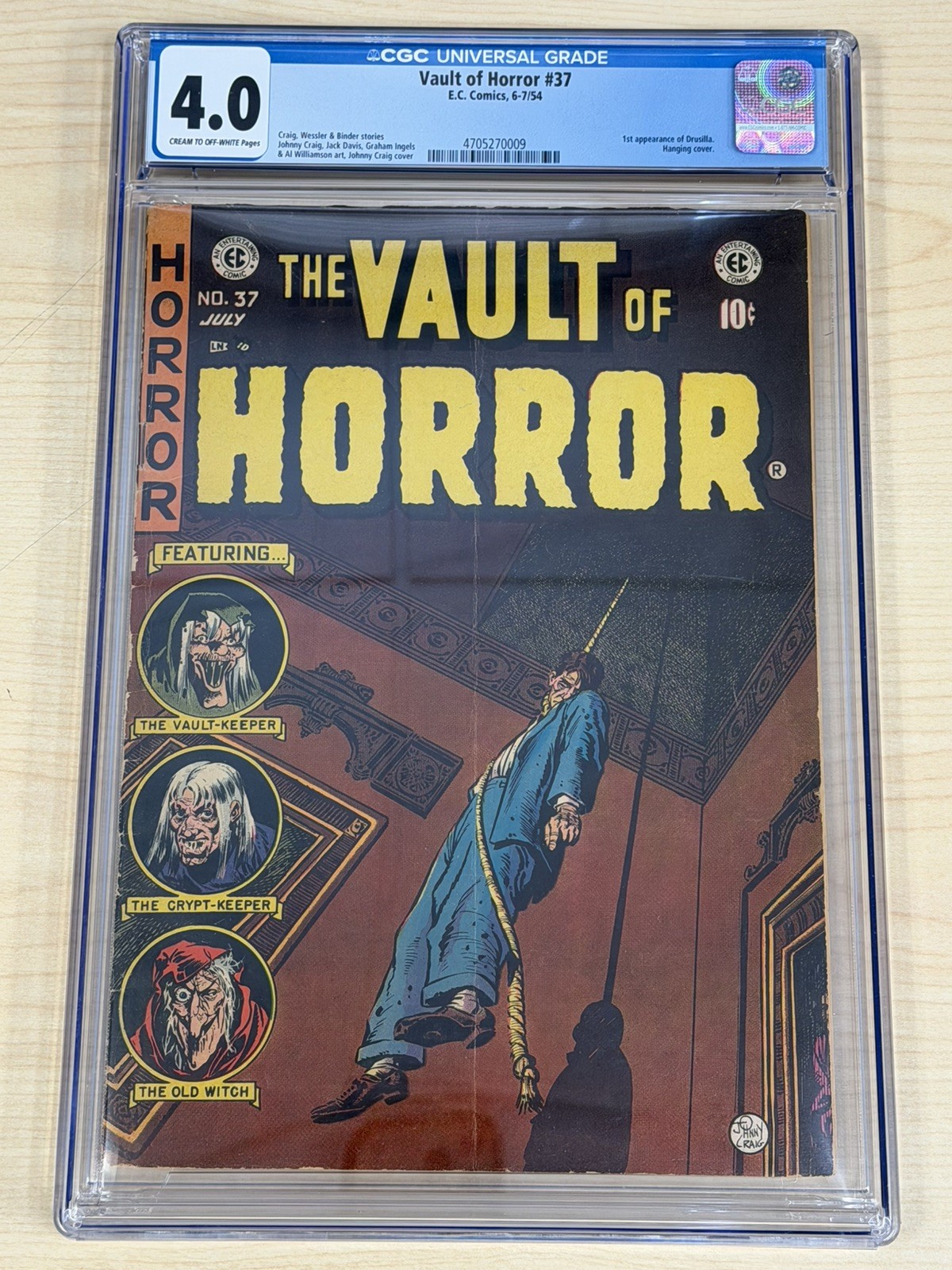 Vault Of Horror 37 cgc 4.0 1st appearance of Drusilla Hanging Cover 4705270009