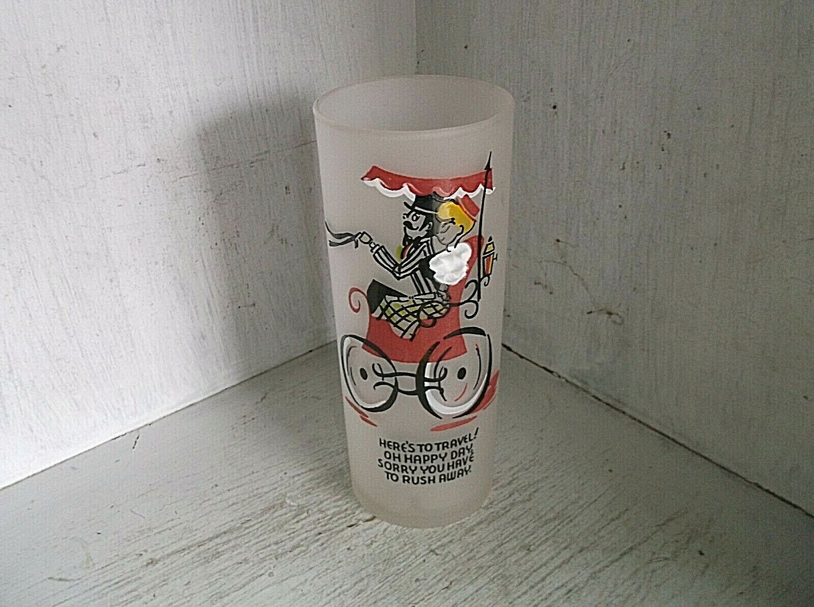 Federal Glass Frosted Gay Fad Nineties Here's To Travel... Tumbler 12oz Ice Tea Federal Glass Frosted Gay Fad Nineties Here's To Travel... Tumbler 12oz Ice Tea