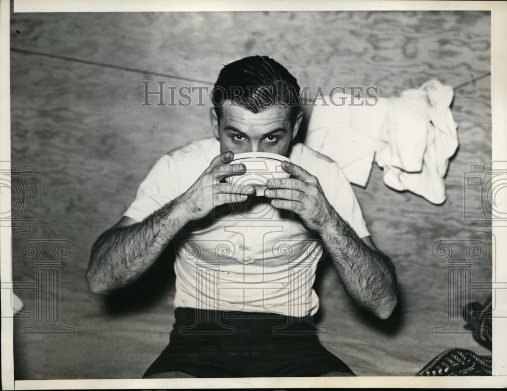1935 Press Photo Paul Egli for six day bike race at Madison Square Garden